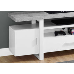 TV stand - 60 in - Faux cement / White