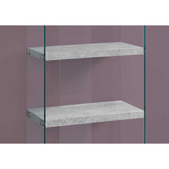SHELF - 60"H / CEMENTED GREY WITH TEMPERED GLASS