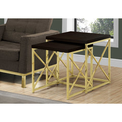 Nesting Tables - Set. 2pcs / Espresso / Metal Gold