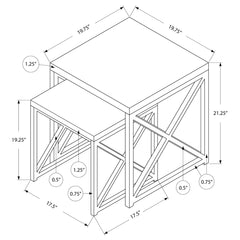 Nesting Tables - Set. 2pcs / Dark Taupe / Metal Chrome