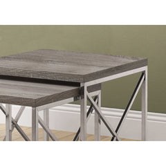Nesting Tables - Set. 2pcs / Dark Taupe / Metal Chrome