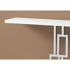 Table D'appoint - 48"L / Console D'entrée Blanc Lustre / Metal Chrome