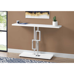 ACCENT TABLE - 48"L / HALL CONSOLE GLOSSY WHITE / CHROME METAL