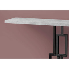 Table D'appoint - 48"L / Console D'entrée Gris Ciment / Metal Nickel Noir