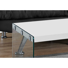 Coffee table - Glossy white with tempered glass