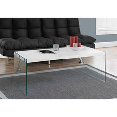 Coffee table - Glossy white with tempered glass