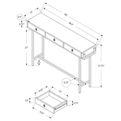 Table D'appoint - Console D'entrée - 48"L / Blanc Lustre / Metal Chrome