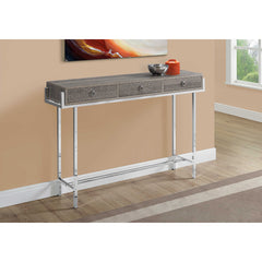 Table D'appoint - Console D'entrée - 48"L / Taupe Fonce / Metal Chrome