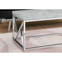 COFFEE TABLE - CEMENT GREY AND CHROME METAL