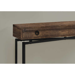 ACCENT TABLE - HALL CONSOLE - 42"L / BROWN FAUX WOOD / BLACK CONSOLE