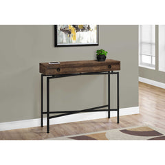 ACCENT TABLE - HALL CONSOLE - 42"L / BROWN FAUX WOOD / BLACK CONSOLE