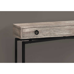 ACCENT TABLE - HALL CONSOLE - 42"L / TAUPE FAUX WOOD / BLACK CONSOLE
