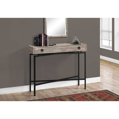 ACCENT TABLE - HALL CONSOLE - 42"L / TAUPE FAUX WOOD / BLACK CONSOLE