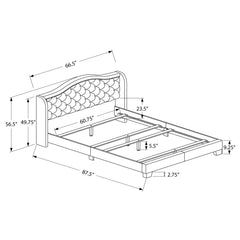 Lit - Queen / Bordure En Argent Velour Gris Pale