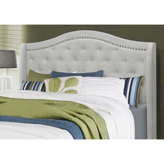 BED - QUEEN / PALE GREY VELVET SILVER BORDER