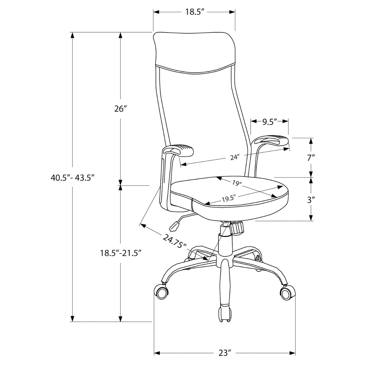 Chaise De Bureau - Noir / Tissu Noir / Multiple Position