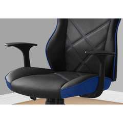 Chaise De Bureau - Jeu / Simili-Cuir Noir / Bleu