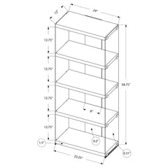 SHELF - 60"H / GREY FAUX WOOD WITH TEMPERED GLASS