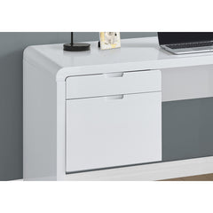 Computer desk - 60 in - with 2 drawers - Glossy white