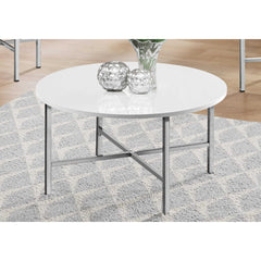 Coffee table set - 3 pieces - Glossy White / Metal Chrome