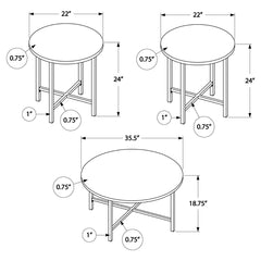 Ensemble table de salon - 3 morceaux - Blanc Lustré / Metal Chrome