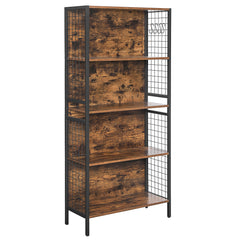 Bookcase - Office Storage Shelf - 4 Tier - Rustic Brown and Black