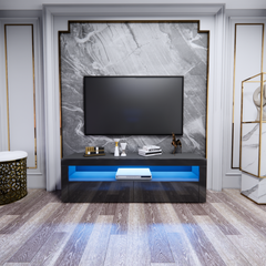 LED TV Stand - Entertainment Unit - High Gloss Black - 63in
