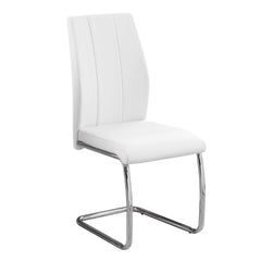 Set of 2 chairs / 39"H / White Faux Leather / Chrome