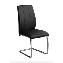 Set of 2 chairs / 39"H / Black Faux Leather / Chrome