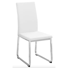 Set of 2 chairs / 38"H / White Faux Leather / Chrome
