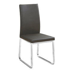 Set of 2 chairs / 38"H / Gray Faux Leather / Chrome
