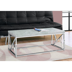 COFFEE TABLE - CEMENT GREY AND CHROME METAL
