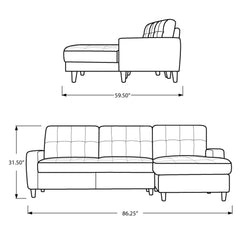 L-shaped Reversible Sectional Sofa - Dark Gray - Tyler