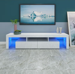 LED TV Stand - Entertainment Unit - High Gloss White - 78in