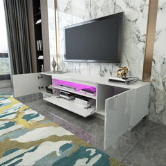 LED TV Stand - Entertainment Unit - High Gloss White - 63in