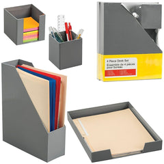 Desk Set - Grey - 4 Pack