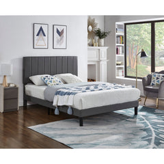 BED - QUEEN / GRAY FAUX LEATHER