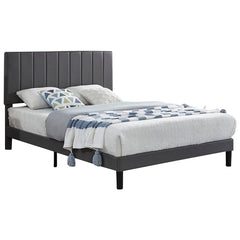 BED - QUEEN / GRAY FAUX LEATHER