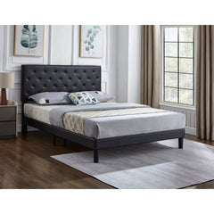 BED - QUEEN / UPHOLSTERED BLACK LEATHERETTE