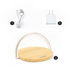 LED desk lamp - With wireless charger - Natural wood